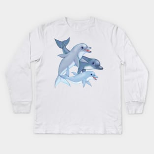 Dolphin Family Pod Kids Long Sleeve T-Shirt